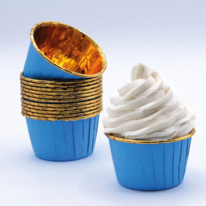 Cápsulas Cupcake Azul Escuro & Ouro