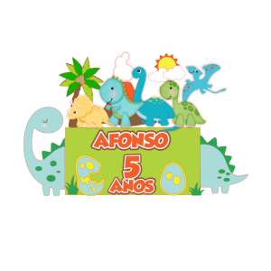 Topo de Bolo Personalizado - Dinossauros