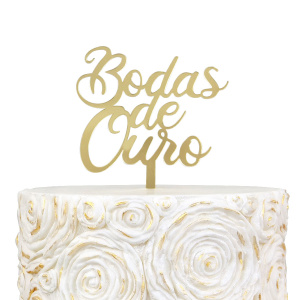 Topper Acrílico Bodas de Ouro Dourado